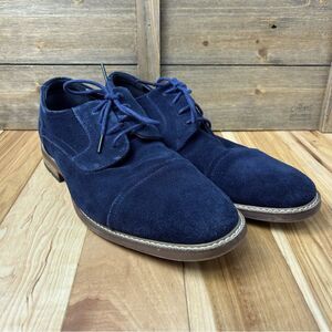 Carlo Morandi Tony Blue Suede Cap Toe Derby Shoes Business Dress Workwear Sz 8.5